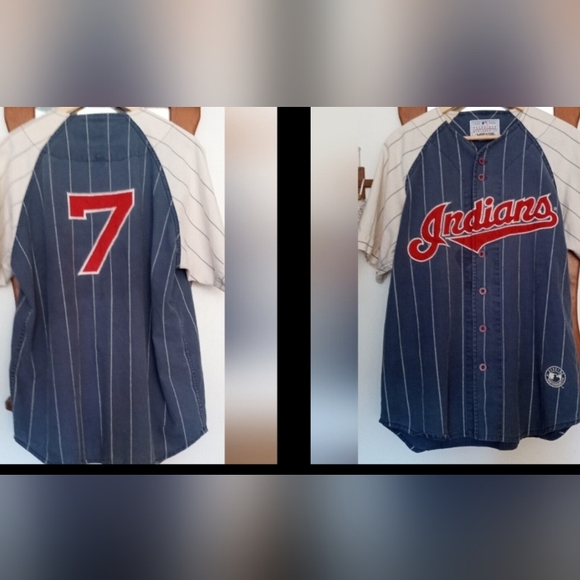 Mirage Other - Mirage⚾Indians PINSTRIPE #7 genuine MLB Merchandise Large Jersey
